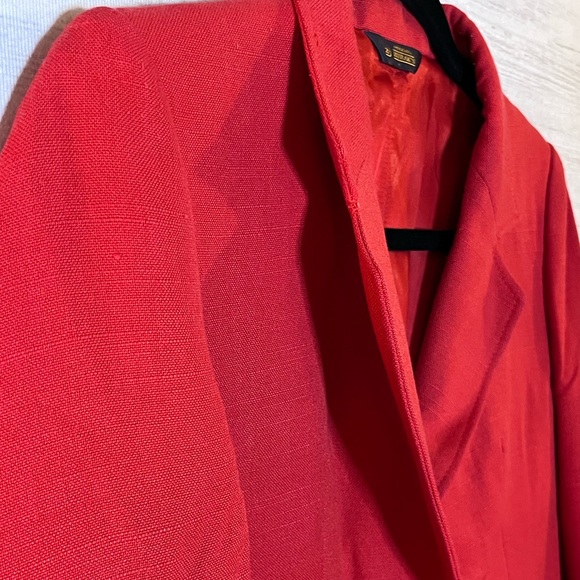 Vintage Buraks Red Linen Blazer Coat Small - Picture 6 of 16